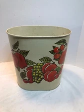 Vintage Metal Trash Waste Garbage Can Fruit MCM Mid Century