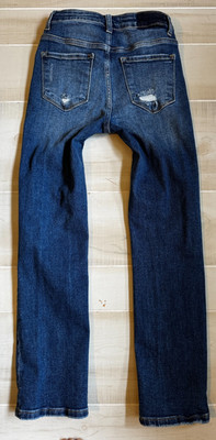 Risen jeans straight distressed denim jeans size 3/26 women's 27.5'' ins