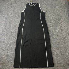 EXPRESS Tipped Mock Neck Midi Sweater Dress Women's Size XL Black