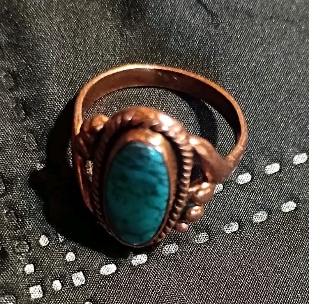 Bell Trading Post Solid Copper Turquoise Ring Nav… - image 3