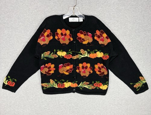 Design Options Philip & Jane Gordon Vintage Sweater Size L Turkey Thanksgiving