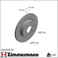 2X Zimmermann 200.2535.20 Bremsscheibe FüR Renault Kadjar HA HL