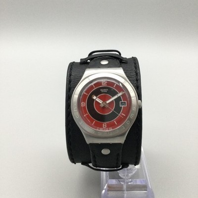 Swatch Irony Mens Watch 37mm Red Black Dial Leather Bund  display picture 2