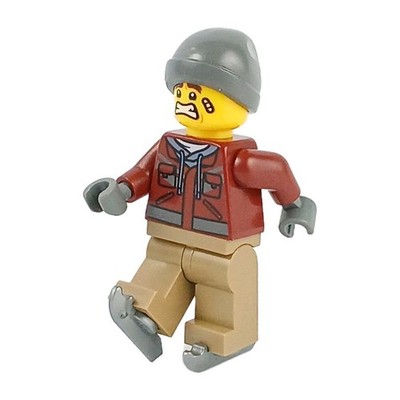 LEGO   Man on Skates Dark Red Jacket Minifigure  hol281  Chinese New Year Ice