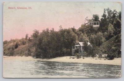 Glencoe IL c1912 Postcard Canal Station Cancel Historic Home Beach House Chicago