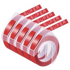 5x White on Red 3D Tape 9mm for DYMO Organizer Express Pro Embossing Label Maker