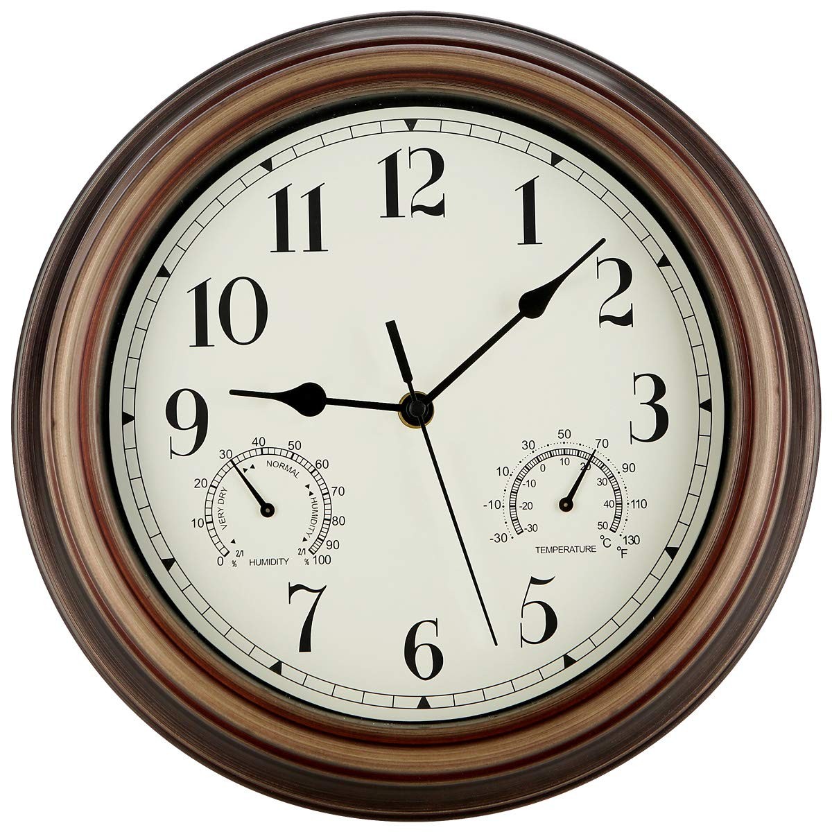 12 Inch Indoor Outdoor Wall Clock Waterproof with Temperatur