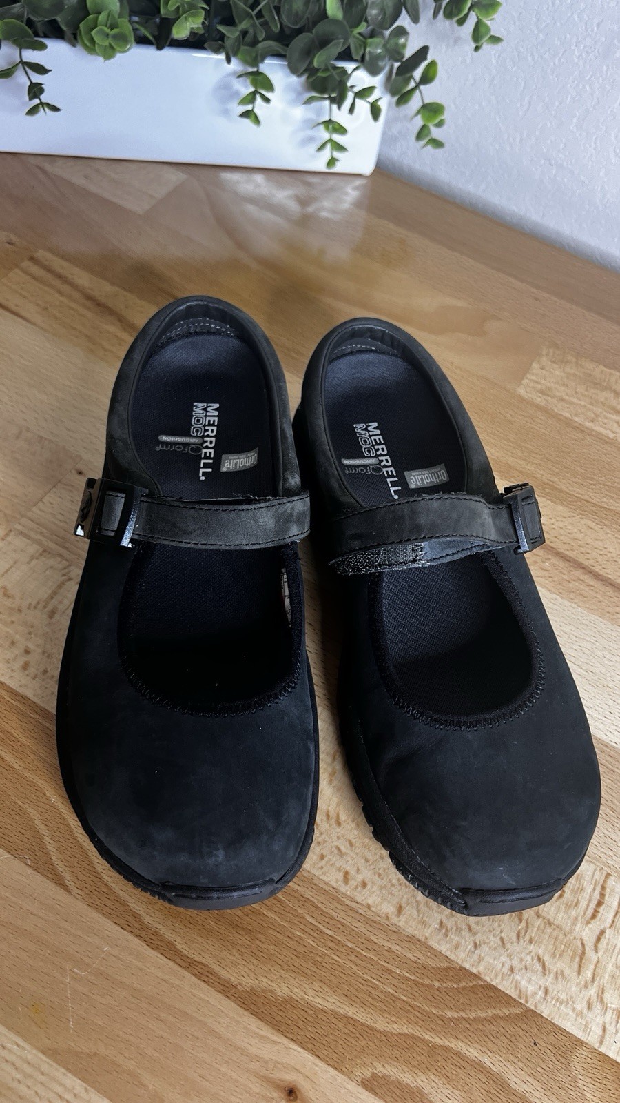 Scarpe Merrell Donna Taglia 7.5 Encore Pelle MOC Espresso Mary Jane Mules Nero