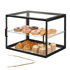 Uimoso Acrylic Countertop Bakery Display Case with 2-Tier Sliding Doors