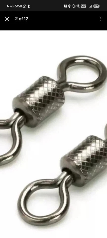 50 PCS Fishing Swivels Ball Bearing Swivel with Safety Snap Solid Rings - Image 3 of 4