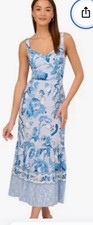 adrianna papell maxi light blue floral dress - size 2