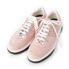 CHANEL 23A suede COCO Mark Low Cut sneakers shoes G45079 pink 38 1/2