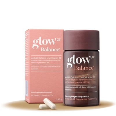 Glow25  Balance  Priobiotika kapseln mit 3-in-1 Tribiotika-Formel Inulin Calcium