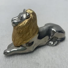 Vtg Bambi Rexel Lion Mini Stapler Paperweight British Silver Gold Heavy *READ*