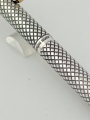 Vintage Sheaffer Imperial Sterling Silver Ballpoint Pen USA Diamond pattern