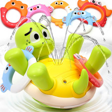 Rechargeable Turtle Bath Toy Sprinkler with Rings for Toddlers Ages 1-3