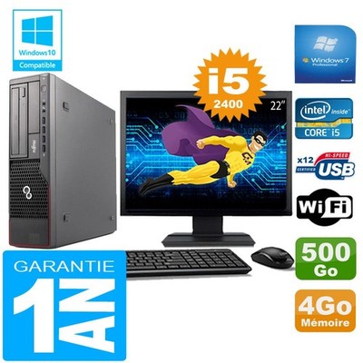 PC Fujitsu Esprimo E700 E90+ SFF Core I5-2400 4Go Scheibe 500Go Wifi W7 Sieb 22