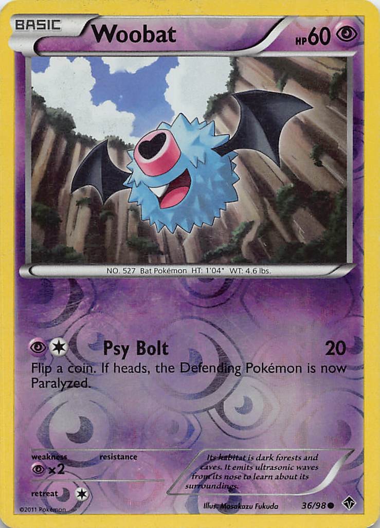 WOOBAT 36/98 C EMERGING POWERS POKEMON REVERSE HOLO NM