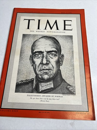 Time Magazine 13. Mai 1940 Falkenhorst: Invader of Norway - Full Magazine
