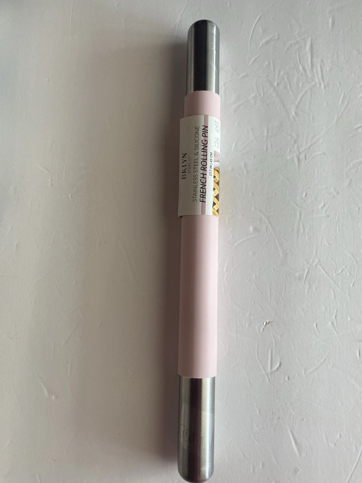 Pink Rolling Pin French Stainless Steel And Silicone BKLYN Steel Co. New