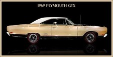 1969 Plymouth Gtx In Tan Black White New Steel Sign 12x24 Made In Usa 1969 Plymouth Gtx In Tan Black White New Steel Sign 12x24 Made In Usa