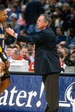 Head coach Larry Brown Indiana Pacers talks with his player Mark J- Old Photo 1