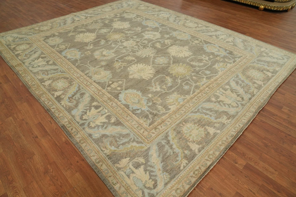 Transitional Oushak Turkish Rug 10x12 Ft Hand-Knotted Vegetable Dye Wool Carpet - Image 4 of 4