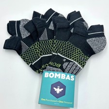 4 pairs Women's Golf Cushion Ankle Socks Honeycomb Size Med 8-10.5 Black BOMBAS