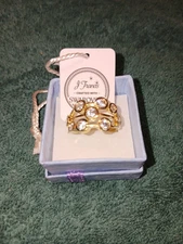 Size 7 18K VYGold/Sterling Bubbles Ring Made With Zirconia From Swarovski (948)