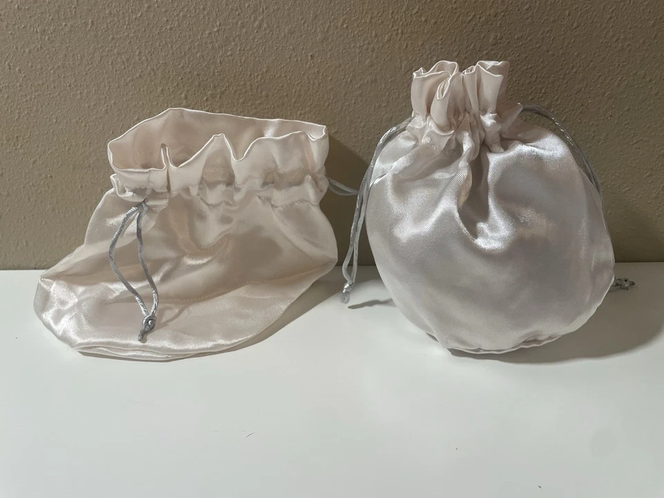 Bolso 50 Satén Cordón Blanco con Encaje y Perlas Boda, Comunión Monedero Foto 4 de 4