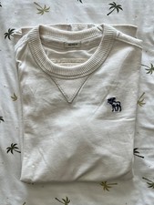 Abercrombie  Fitch Logo Crewneck T-Shirt Mens White Size S