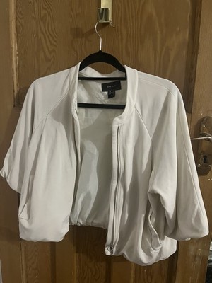 Mango MNG SUIT Cream Cropped Kimono Sleeve Bubble Hem Jacket Size S