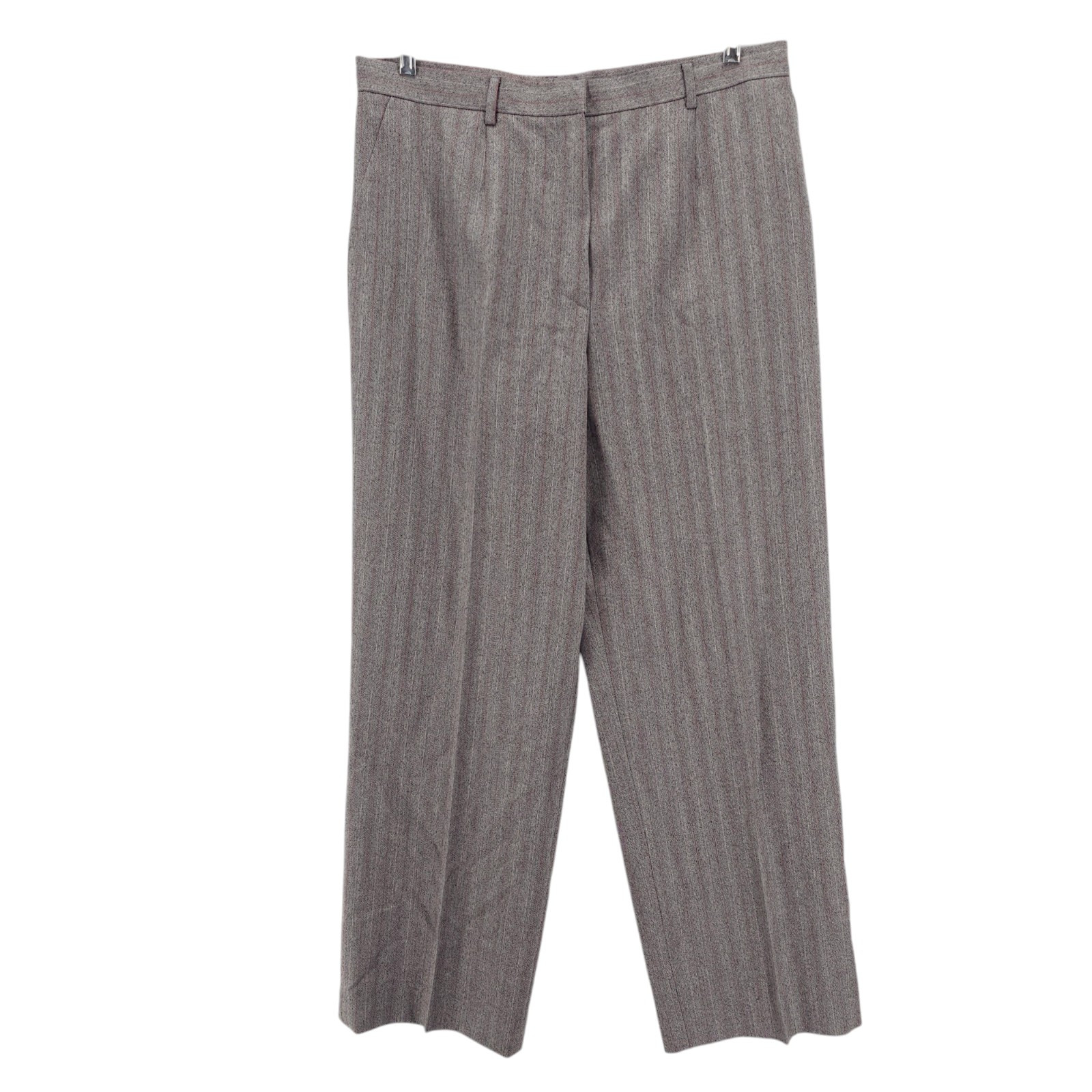 ZANELLA Dress Pants Wool Blend Gray Herringbone Pinstripe Pleated EUC Size 14