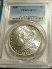 1887 MORGAN  SILVER  DOLLAR PCGS MS64  NICE  COIN