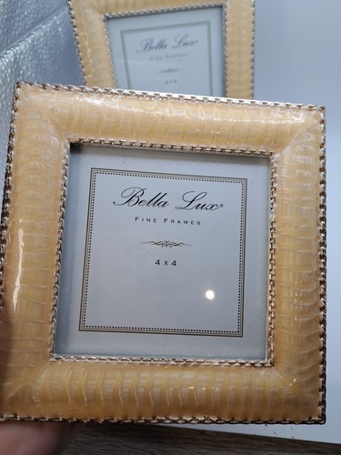 2 X Bella Lux Pale Gold Enamel Picture Photo Frames 4 x 4 - Picture 3 of 4
