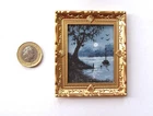 DOLLS HOUSE ORIGINAL HAND PAINTED BOAT IN MOONLIGHT  SIGNED LANDSCAPE PAINTING