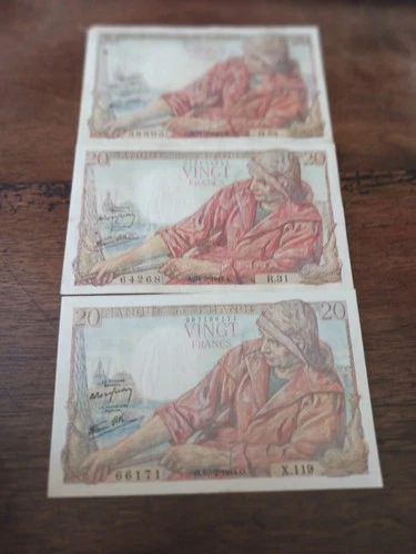 LOT DE BILLETS 20F Pêcheur