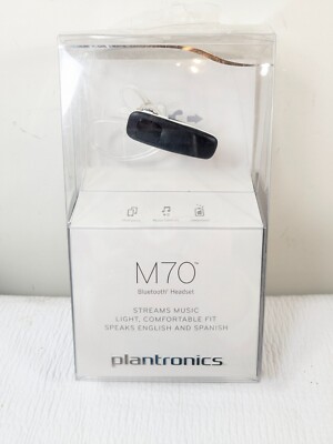 New Plantronics M70 Bluetooth Headset Black Streams Music Media English Spanish