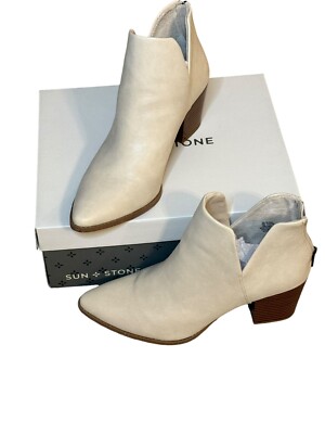 Sun + Stone Womens Elizaa Notched Pointed Toe Dress Booties Taupe, Size 9