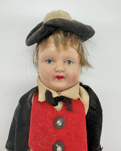 Antique 1930s German Celluloid Minerva Boy Doll Original Outfit 7” Articulated