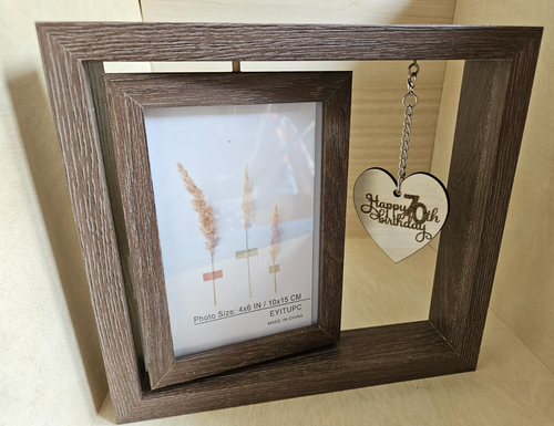 Personalised 70th Birthday ,photo frame, 6x4" double picture rotatable, gift - Picture 1 of 4