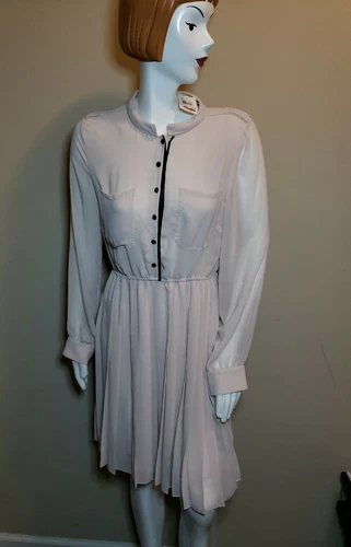 SANCTUARY CLOTHING Hippy Boho Shirt Dress Sz L Anthropologie "Oyster" MSRP $128