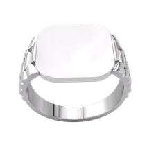 Gents Cushion Signet Watch Strap Side Ring Solid Sterling Silver 925 Hallmark