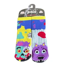 PALS - HALLOWEEN ZOMBIE WEREWOLF GRIP SOCKS - SIZE FOR KIDS 4 - 8 YEAR OLDS  NEW
