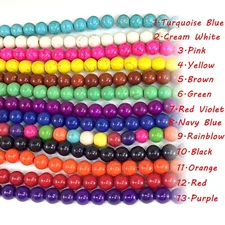 13Color Gemstone Howlite Magnesite Turquoise Round Loose Bead 15" 4 6 8 10 12 14
