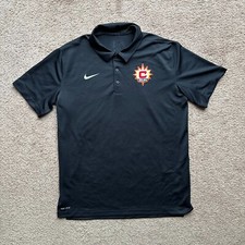 Connecticut Suns Polo Shirt Mens Large Nike Dri Fit Pullover Short Sleeve Black