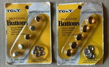 2 Prym Cover Your Own Buttons Packs 2 SIZES 18-7/16  & 24-9/16 Round Brass Vtg
