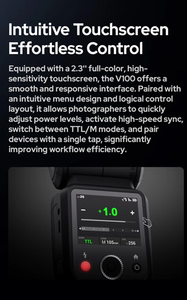 Godox V100N V100-N 2.4G TTL Round Head Camera Flash Speedlite for Nikon Cameras - Image 4 of 4