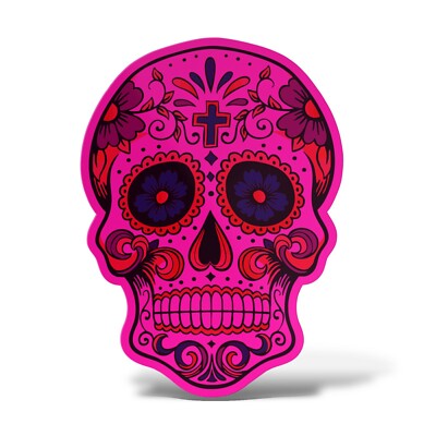 Adesivo Teschio Arancio FluO 12cm - Sticker Vinile Per Auto, Moto, Casco, Murale, Prespaziato - Foto 4