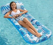 Inflatable Pool Float Lounge-Pool Floaties Rafts for Adults Floating Pool Blue 
